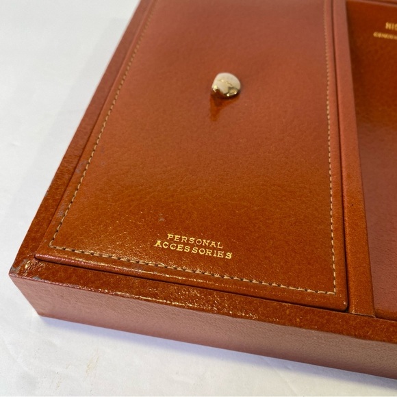 Genuine Leather Vintage Hickok Golf Theme Men's Dresser Top Caddy Valet - Picture 7 of 12